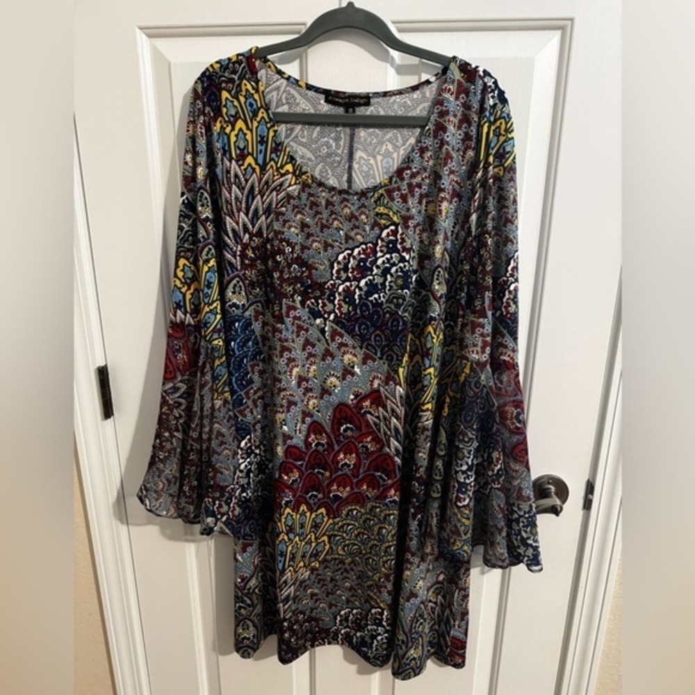 Always Inidigo Blue Green Red Boho Petal Bell Sleeve Party Dress Plus 2X